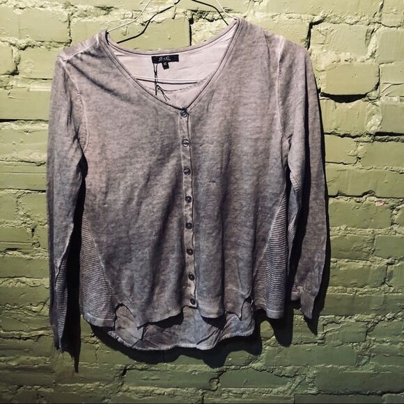 G+C United knitwear gray two fer cardigan - Picture 1 of 5